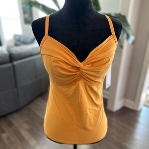 ✨NWT✨Athleta TWIST UP TANKINI TOP GOLD WOMEN 38B/C Medium Support